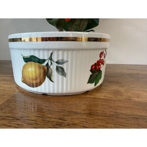 Vintage Alfred Meakin England Fruit Serving Bowl Apple Pear Gold Trim Kitchen